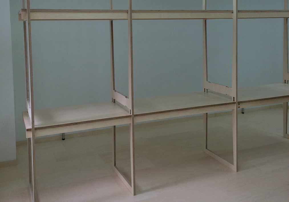 棚側板デスク脚部残材利用